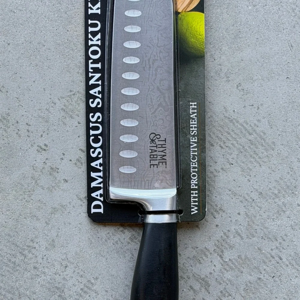 Damascus Santoku Knife with Sheath Thyme & Table 7